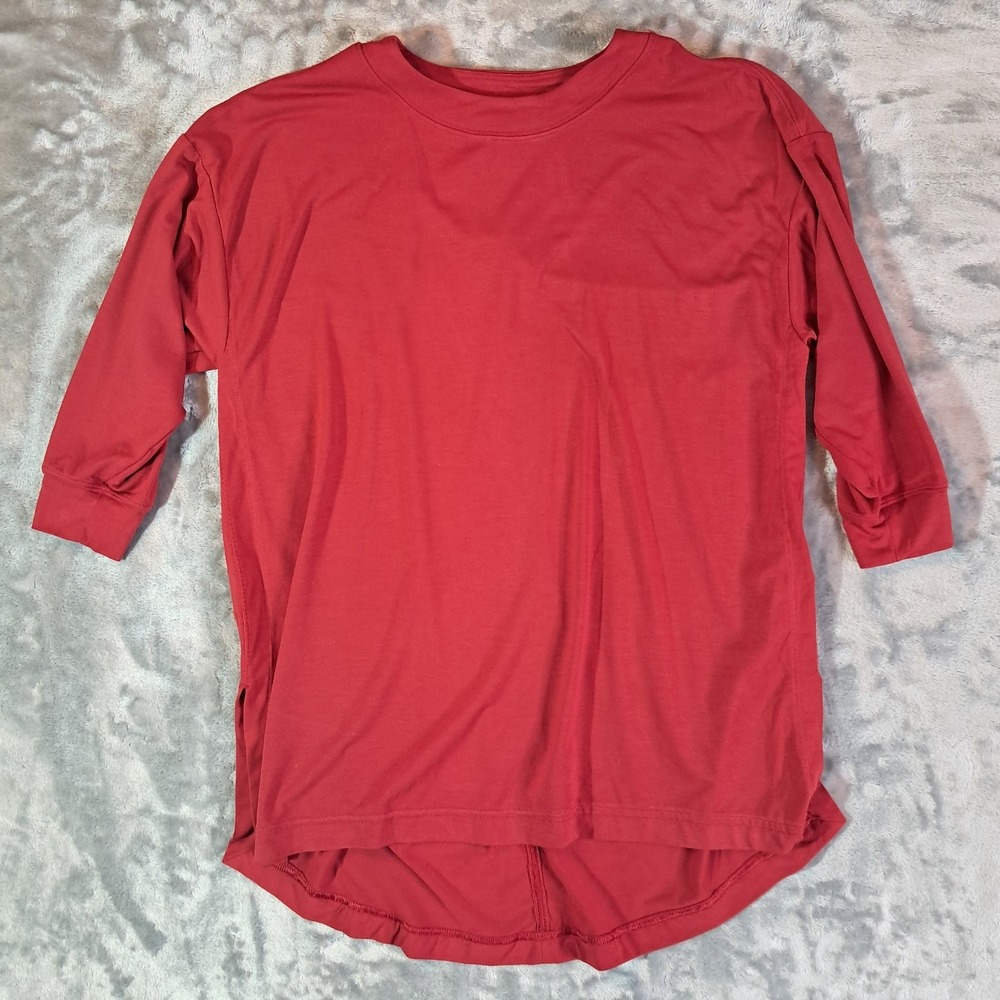 Athleta Inspire Top Womens XXS Red 3/4 Sleeve Soft Oversized Slouchy Tunic